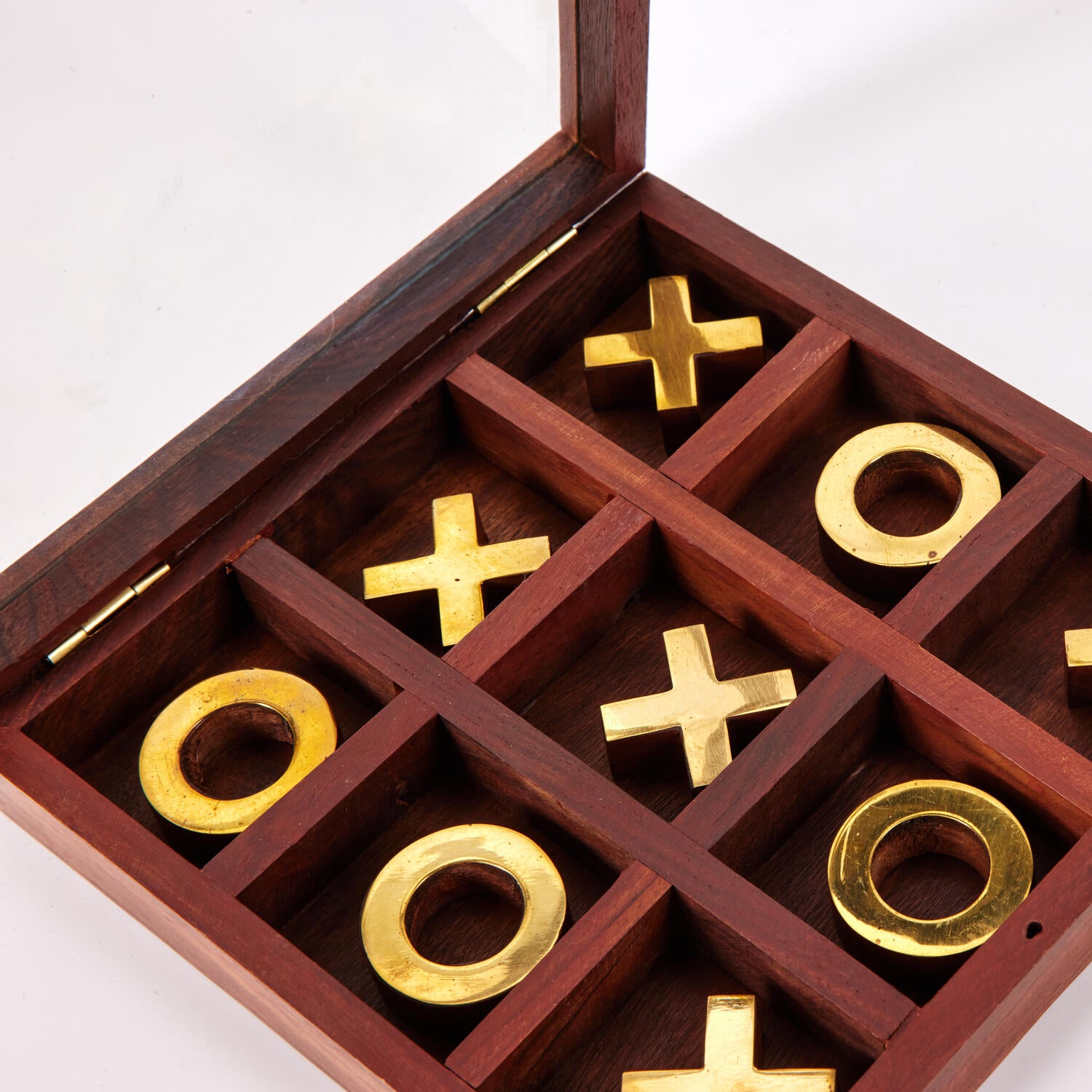 Kryds & bolle spil - træ/messing